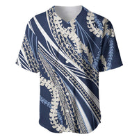 Polynesian Puakeniken Pikake Twisted Lei Baseball Jersey Navy Blue - Polynesian Pride