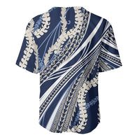 Polynesian Puakeniken Pikake Twisted Lei Baseball Jersey Navy Blue - Polynesian Pride