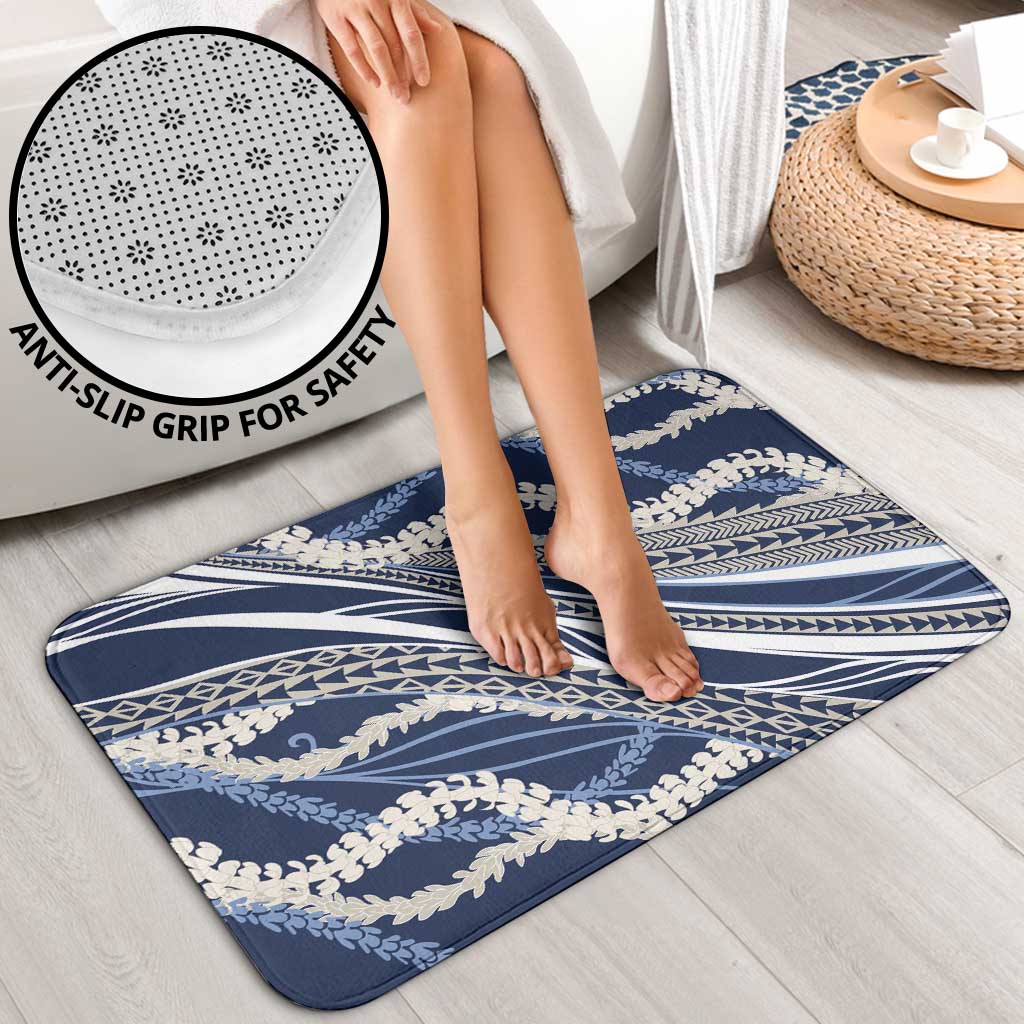 Polynesian Puakeniken Pikake Twisted Lei Bathroom Set Navy Blue - Polynesian Pride