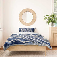 Polynesian Puakeniken Pikake Twisted Lei Bedding Set Navy Blue - Polynesian Pride