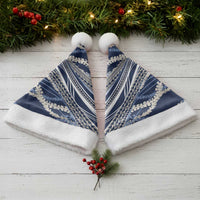 Polynesian Puakeniken Pikake Twisted Lei Christmas Santa Hat Navy Blue - Polynesian Pride