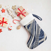 Polynesian Puakeniken Pikake Twisted Lei Christmas Stocking Navy Blue - Polynesian Pride