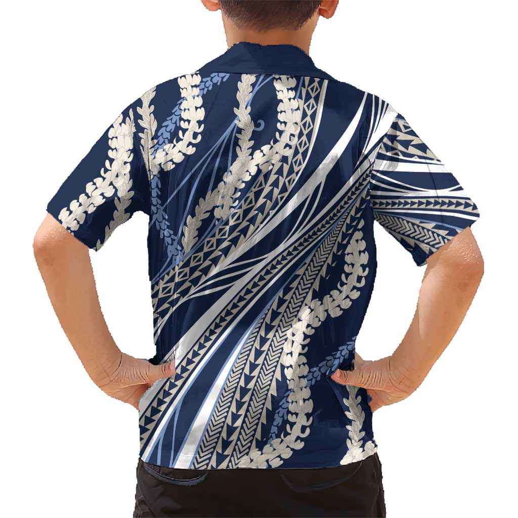 Polynesian Puakeniken Pikake Twisted Lei Hawaiian Shirt Navy Blue - Polynesian Pride