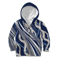 Polynesian Puakeniken Pikake Twisted Lei Kid Hoodie Navy Blue - Polynesian Pride