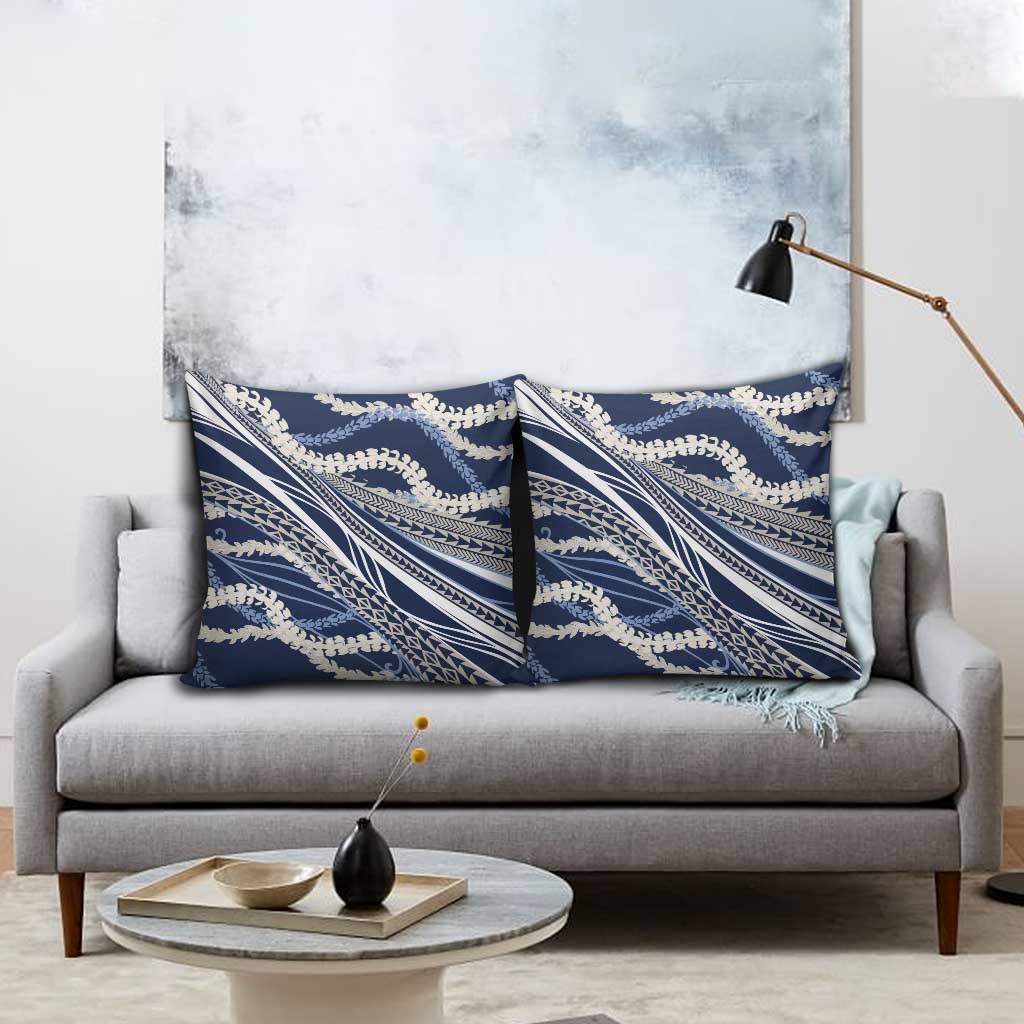 Polynesian Puakeniken Pikake Twisted Lei Pillow Cover Navy Blue LT7 - Polynesian Pride