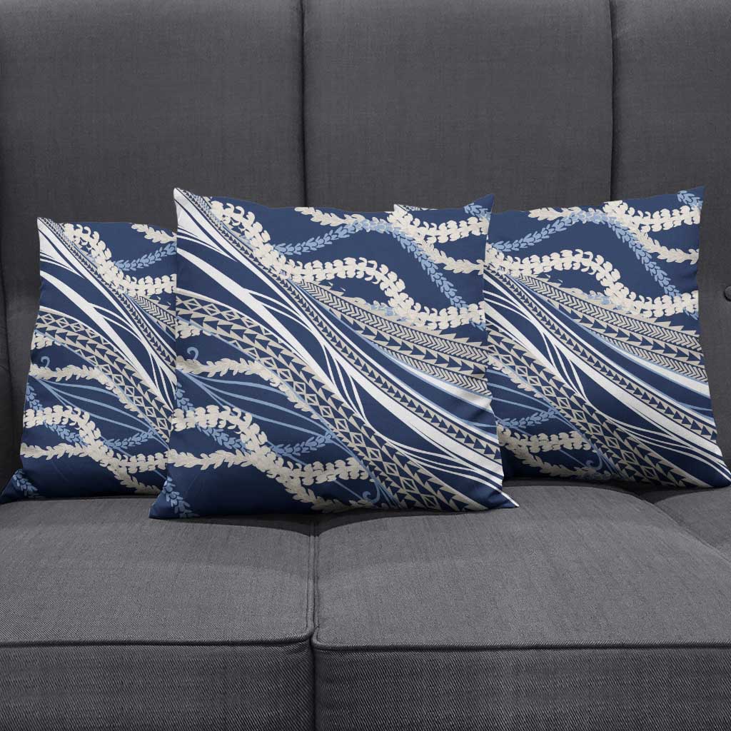 Polynesian Puakeniken Pikake Twisted Lei Pillow Cover Navy Blue LT7 - Polynesian Pride