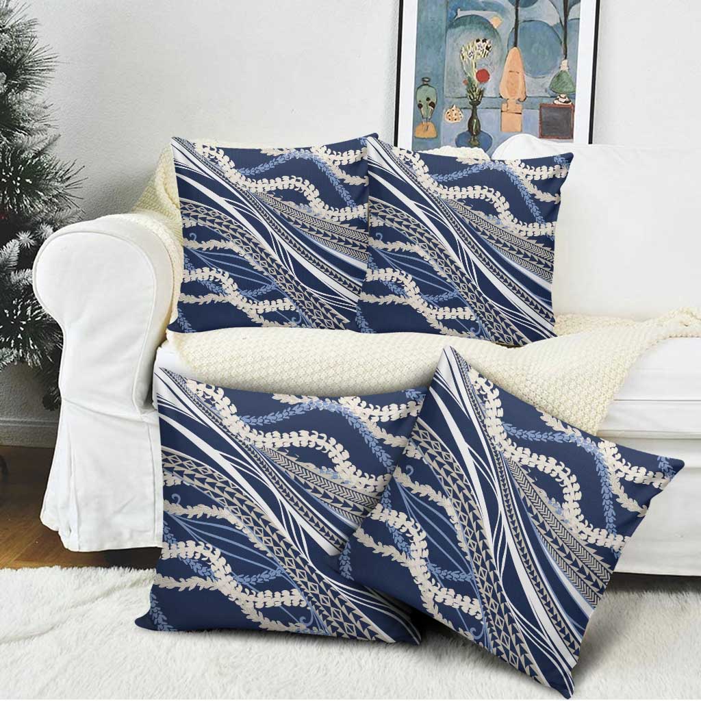 Polynesian Puakeniken Pikake Twisted Lei Pillow Cover Navy Blue LT7 - Polynesian Pride