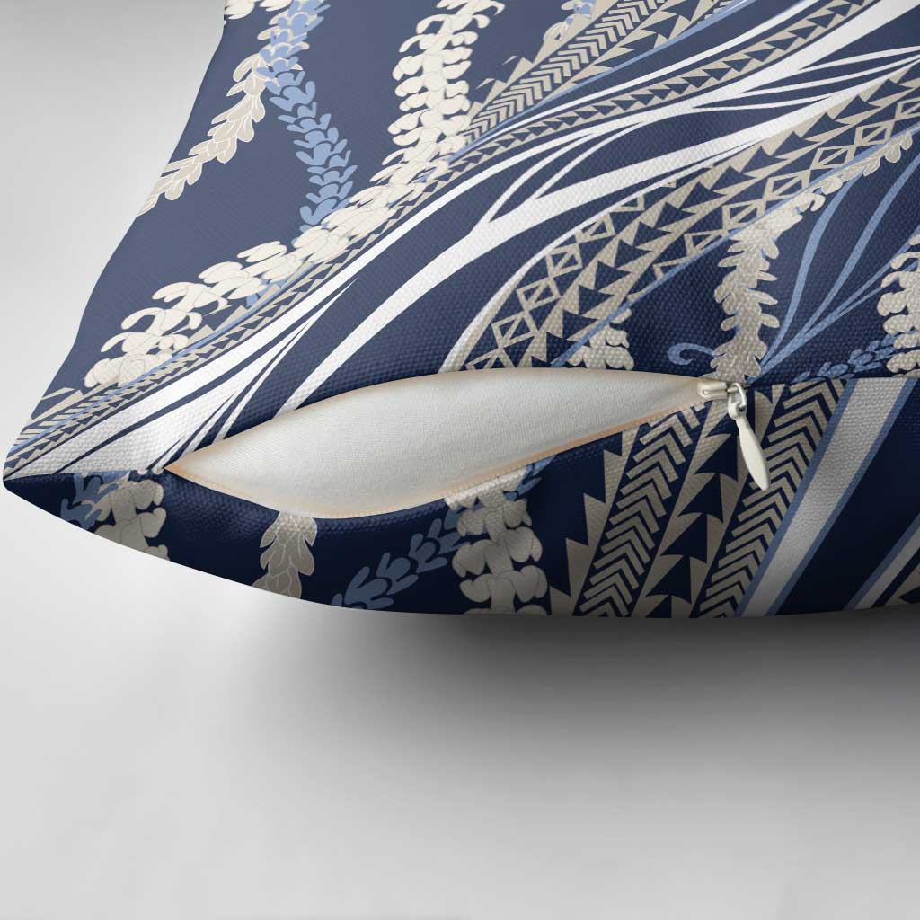 Polynesian Puakeniken Pikake Twisted Lei Pillow Cover Navy Blue LT7 - Polynesian Pride