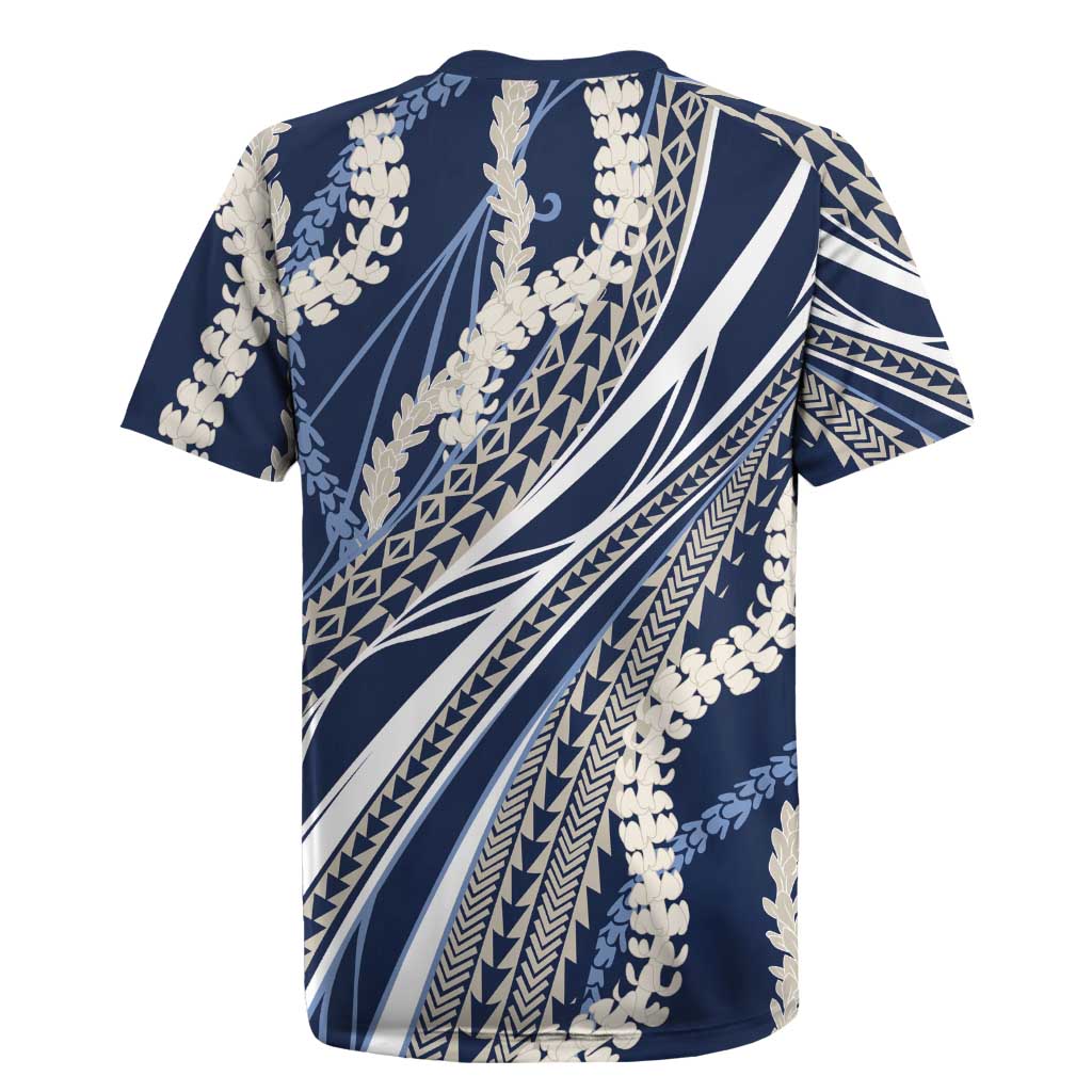 Polynesian Puakeniken Pikake Twisted Lei Rugby Jersey Navy Blue - Polynesian Pride
