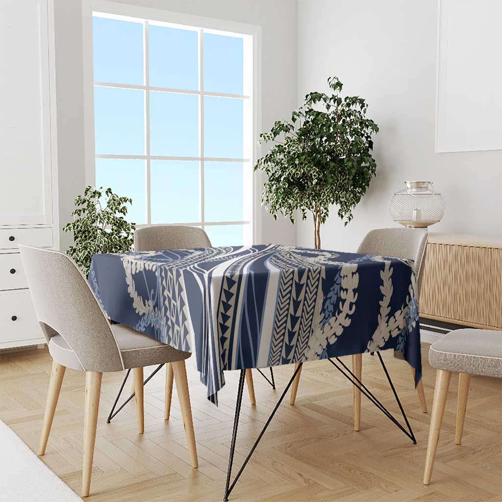 Polynesian Puakeniken Pikake Twisted Lei Tablecloth Navy Blue - Polynesian Pride