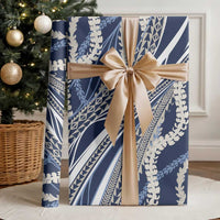 Polynesian Puakeniken Pikake Twisted Lei Wrapping Paper Navy Blue
