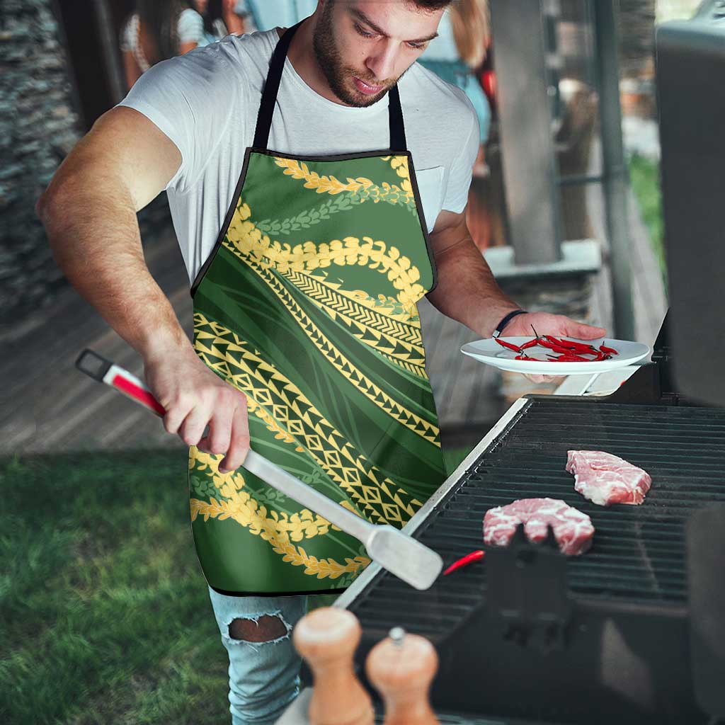 Polynesian Puakeniken Pikake Twisted Lei Apron Emerald - Polynesian Pride