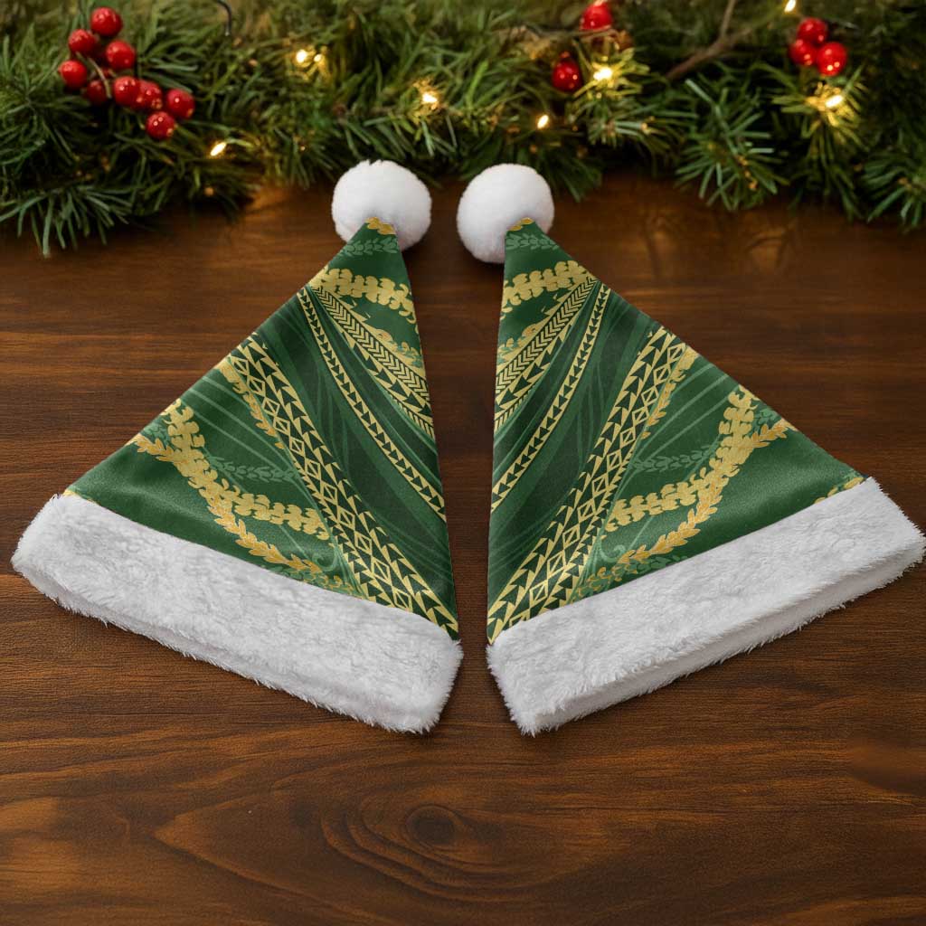Polynesian Puakeniken Pikake Twisted Lei Christmas Santa Hat Emerald LT7 - Polynesian Pride