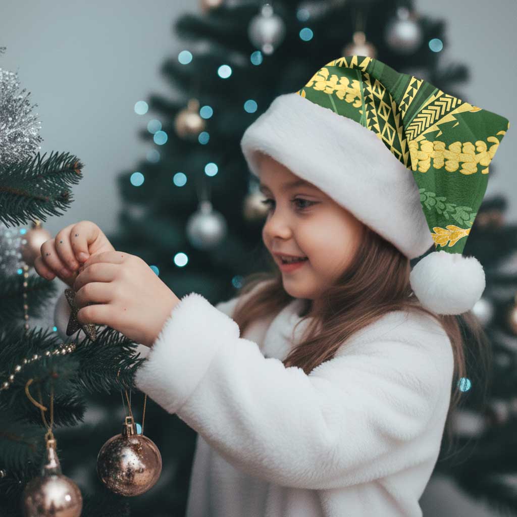 Polynesian Puakeniken Pikake Twisted Lei Christmas Santa Hat Emerald LT7 - Polynesian Pride