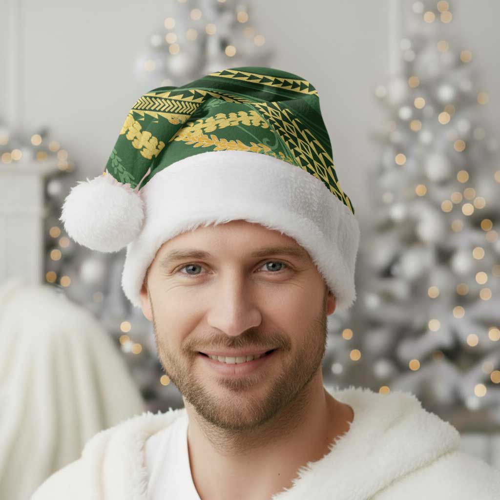 Polynesian Puakeniken Pikake Twisted Lei Christmas Santa Hat Emerald LT7 - Polynesian Pride
