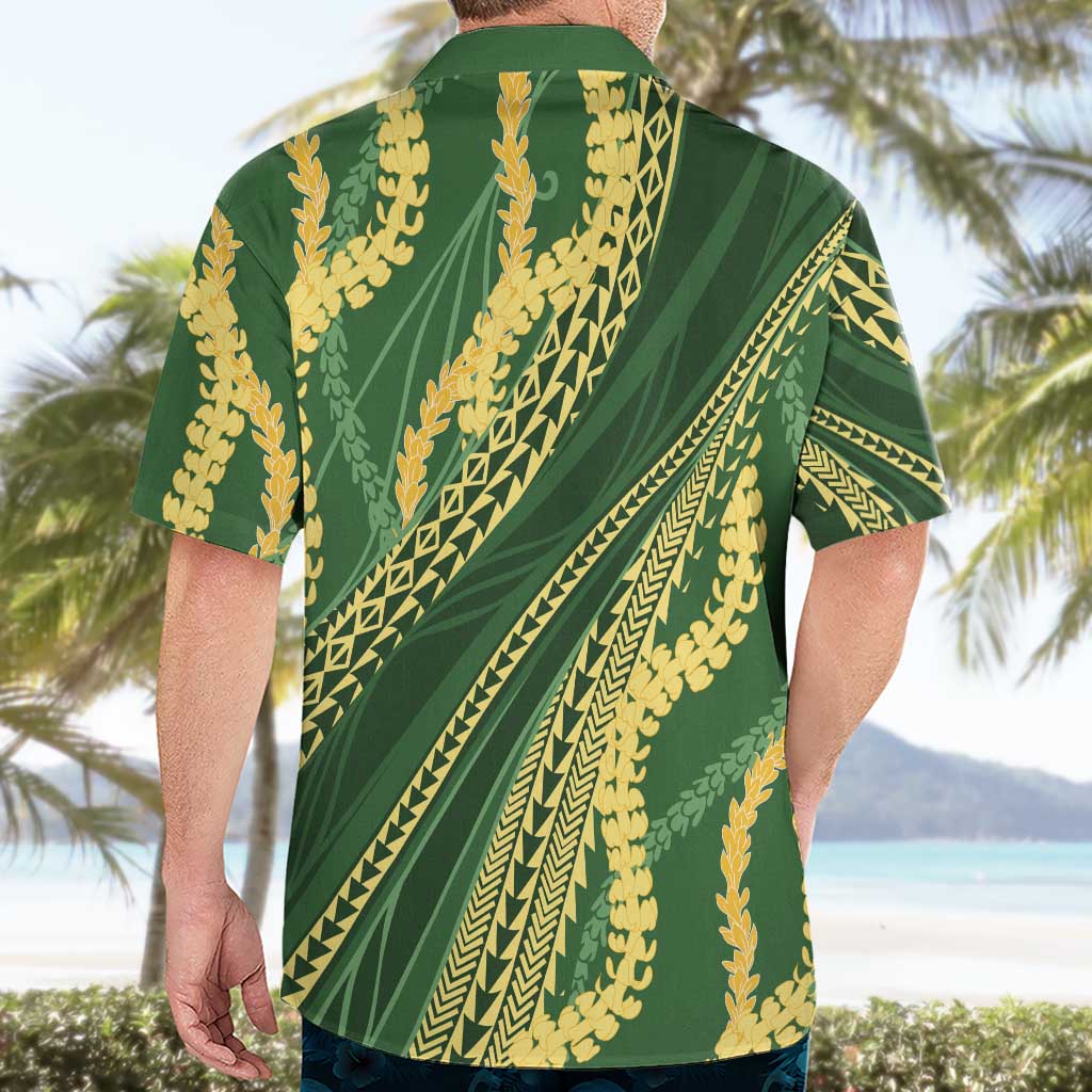 Polynesian Puakeniken Pikake Twisted Lei Hawaiian Shirt Emerald - Polynesian Pride