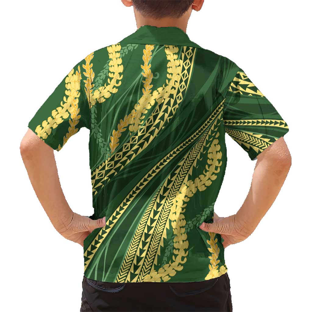 Polynesian Puakeniken Pikake Twisted Lei Hawaiian Shirt Emerald - Polynesian Pride