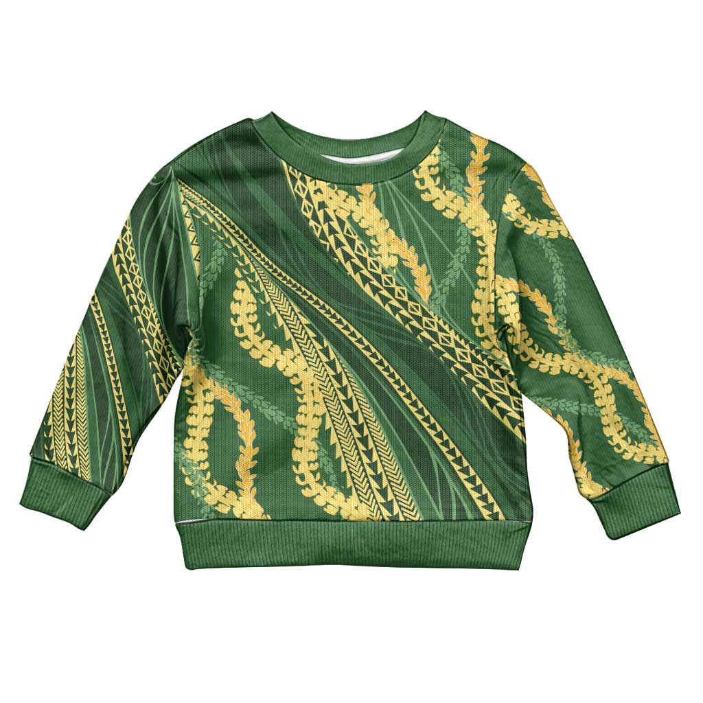 Polynesian Puakeniken Pikake Twisted Lei Kid Ugly Christmas Sweater Emerald LT7 Kid Emerald - Polynesian Pride