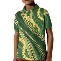 Polynesian Puakeniken Pikake Twisted Lei Kid Polo Shirt Emerald LT7 Kid Emerald - Polynesian Pride