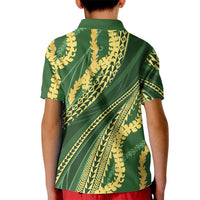 Polynesian Puakeniken Pikake Twisted Lei Kid Polo Shirt Emerald LT7 - Polynesian Pride