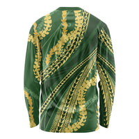 Polynesian Puakeniken Pikake Twisted Lei Long Sleeve Shirt Emerald - Polynesian Pride