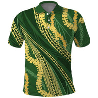 Polynesian Puakeniken Pikake Twisted Lei Polo Shirt Emerald LT7 Emerald - Polynesian Pride