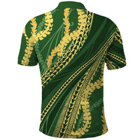 Polynesian Puakeniken Pikake Twisted Lei Polo Shirt Emerald LT7 - Polynesian Pride