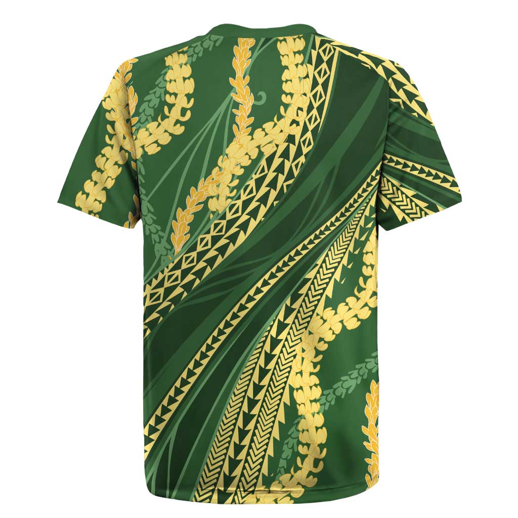 Polynesian Puakeniken Pikake Twisted Lei Rugby Jersey Emerald - Polynesian Pride