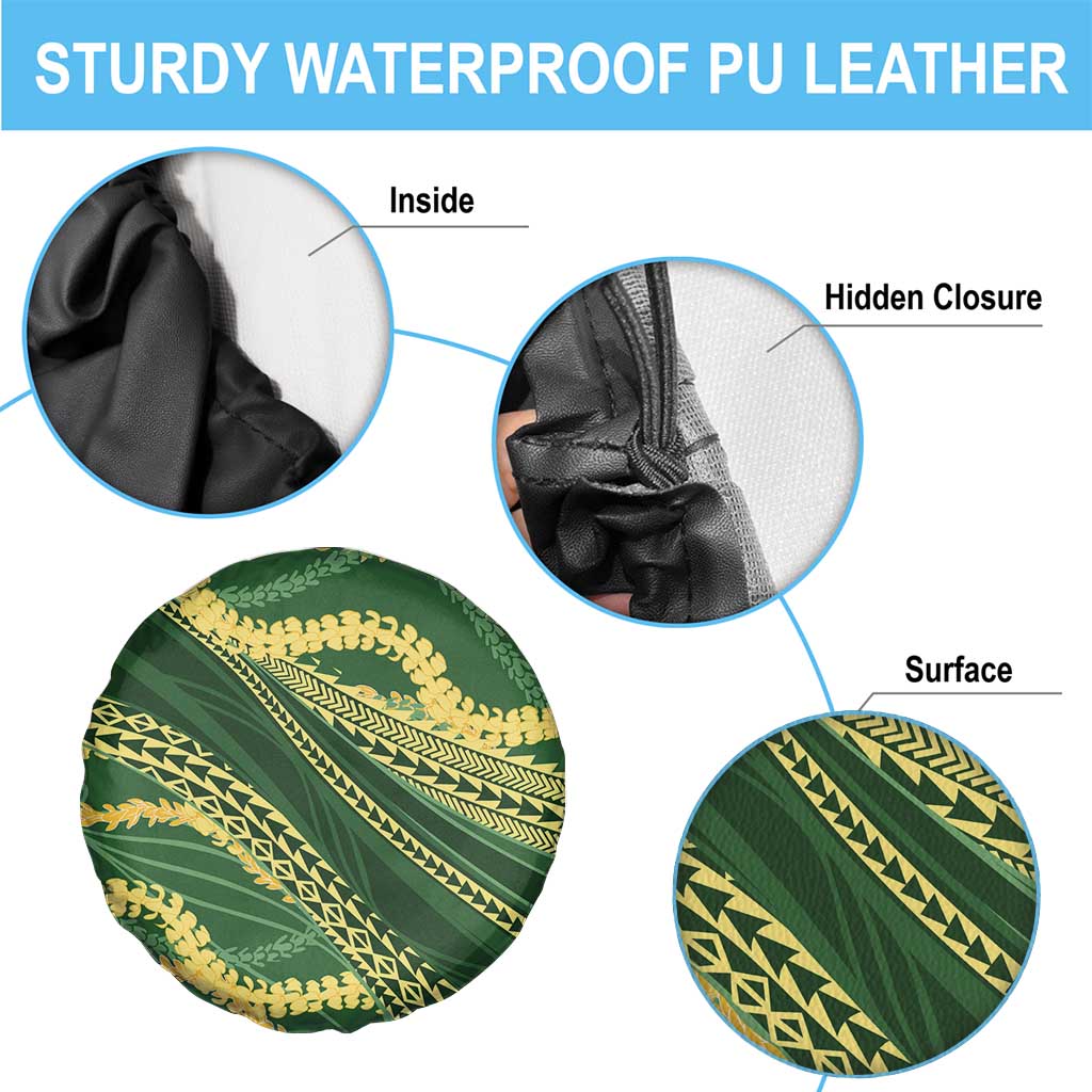 Polynesian Puakeniken Pikake Twisted Lei Spare Tire Cover Emerald LT7 - Polynesian Pride