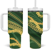 Polynesian Puakeniken Pikake Twisted Lei Tumbler With Handle Emerald LT7 One Size: 40 oz Emerald - Polynesian Pride