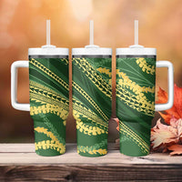 Polynesian Puakeniken Pikake Twisted Lei Tumbler With Handle Emerald LT7 - Polynesian Pride