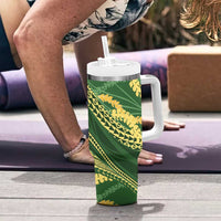Polynesian Puakeniken Pikake Twisted Lei Tumbler With Handle Emerald LT7 - Polynesian Pride