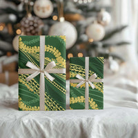 Polynesian Puakeniken Pikake Twisted Lei Wrapping Paper Emerald