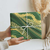 Polynesian Puakeniken Pikake Twisted Lei Wrapping Paper Emerald