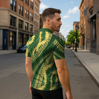 Polynesian Puakeniken Pikake Twisted Lei Zipper Polo Shirt Emerald LT7 - Polynesian Pride