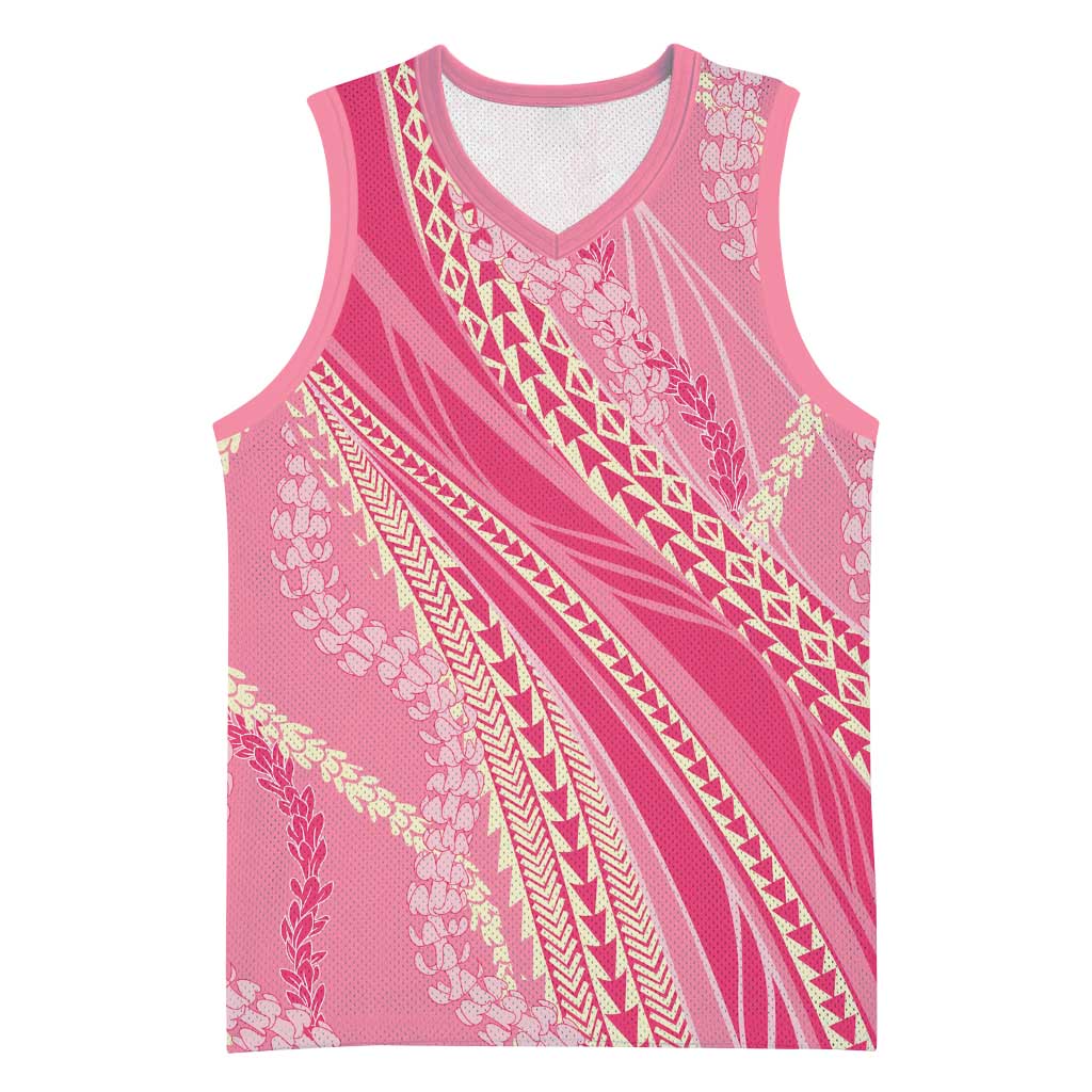 Polynesian Puakeniken Pikake Twisted Lei Basketball Jersey Rose Pink LT7 Unisex Rose Pink - Polynesian Pride