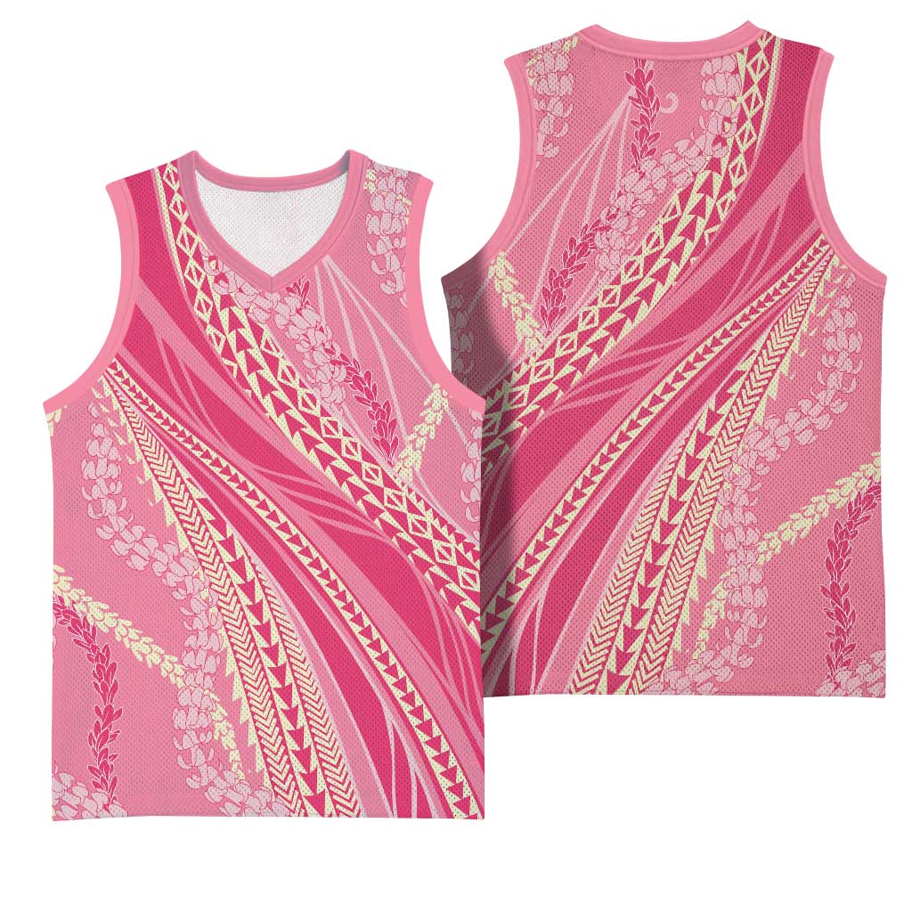 Polynesian Puakeniken Pikake Twisted Lei Basketball Jersey Rose Pink LT7 - Polynesian Pride