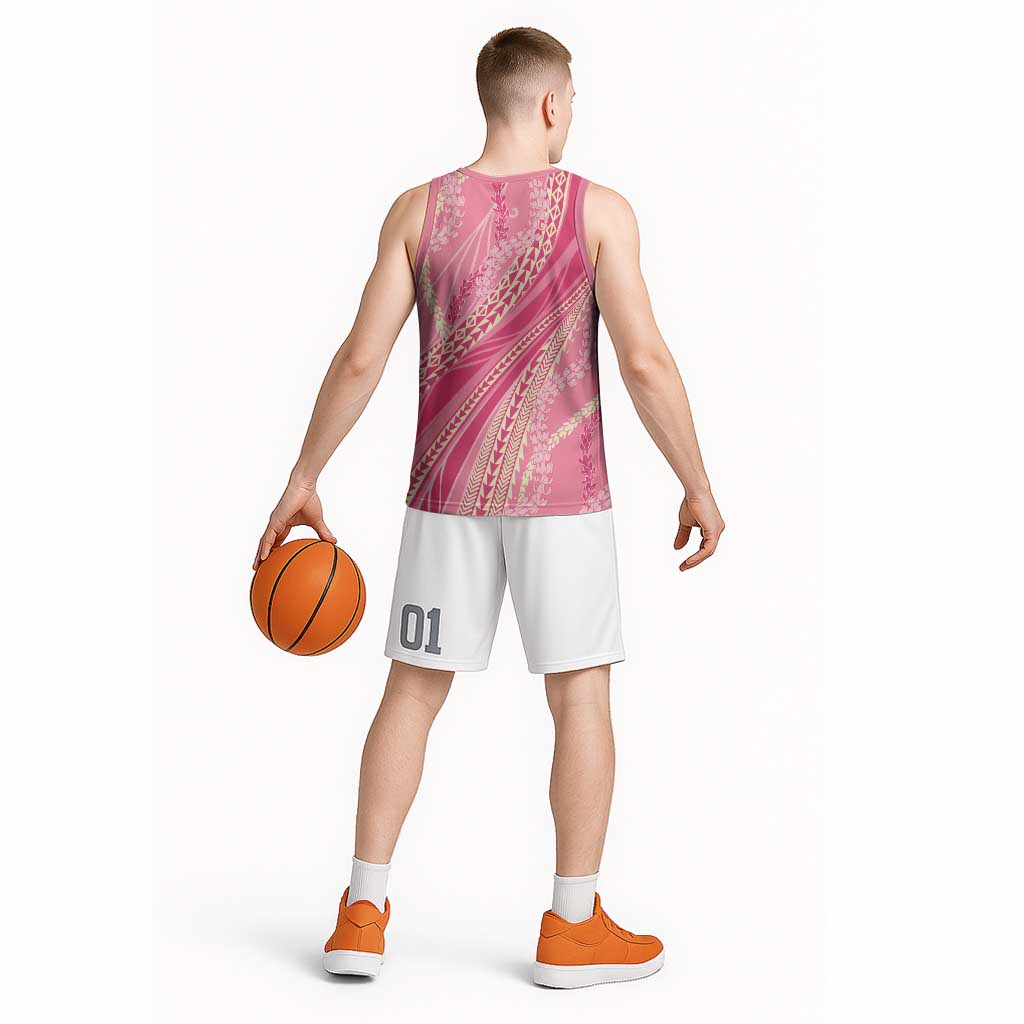 Polynesian Puakeniken Pikake Twisted Lei Basketball Jersey Rose Pink LT7 - Polynesian Pride