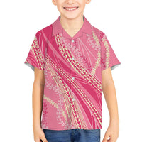 Polynesian Puakeniken Pikake Twisted Lei Family Matching Mermaid Dress and Hawaiian Shirt Rose Pink LT7 Son's Shirt Rose Pink - Polynesian Pride