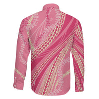 Polynesian Puakeniken Pikake Twisted Lei Family Matching Off Shoulder Maxi Dress and Hawaiian Shirt Rose Pink LT7 - Polynesian Pride