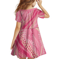 Polynesian Puakeniken Pikake Twisted Lei Family Matching Off Shoulder Short Dress and Hawaiian Shirt Rose Pink LT7 - Polynesian Pride