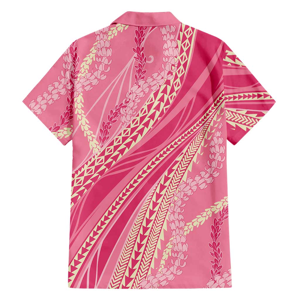 Polynesian Puakeniken Pikake Twisted Lei Family Matching Puletasi and Hawaiian Shirt Rose Pink LT7 - Polynesian Pride