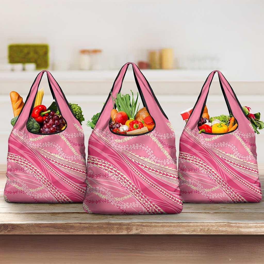 Polynesian Puakeniken Pikake Twisted Lei Grocery Bag Rose Pink - Polynesian Pride