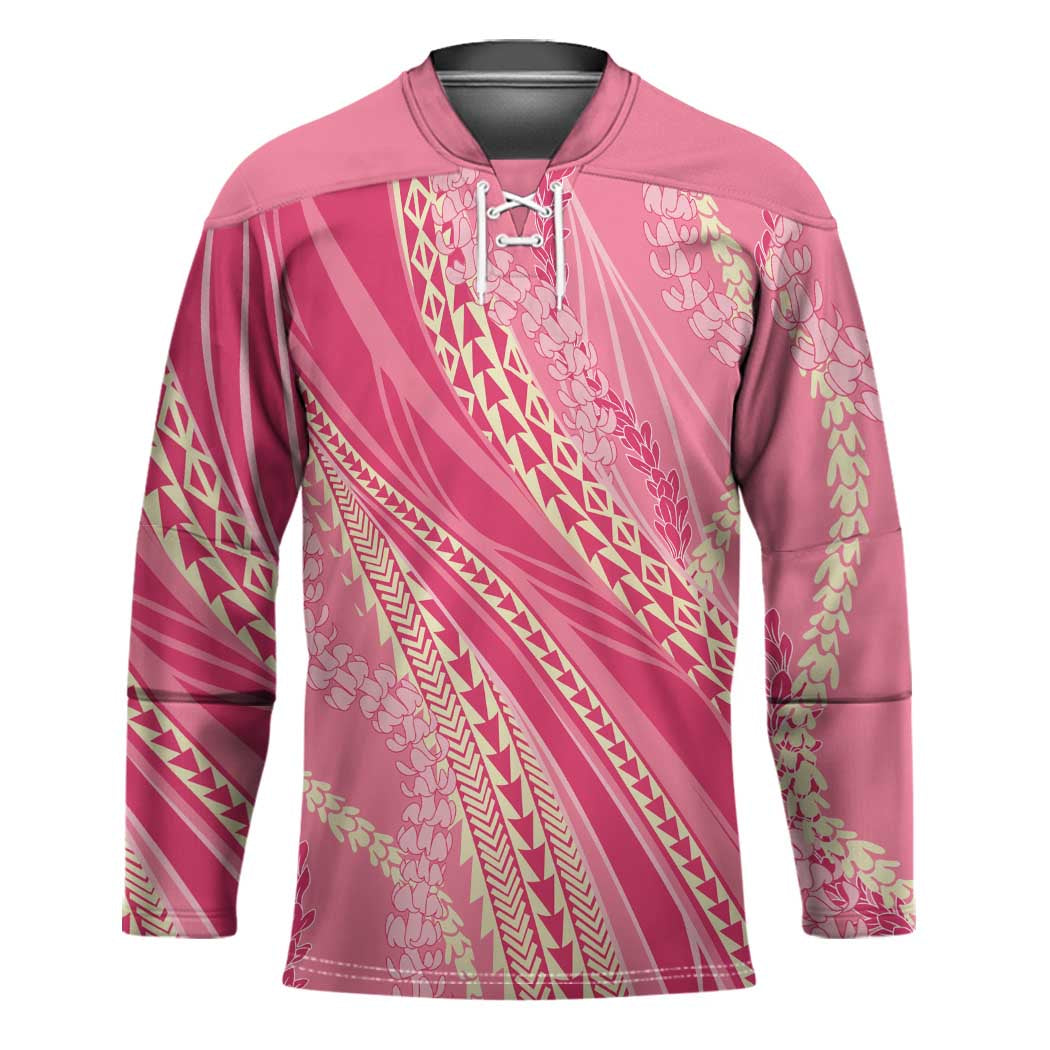 Polynesian Puakeniken Pikake Twisted Lei Hockey Jersey Rose Pink LT7 Unisex Rose Pink - Polynesian Pride
