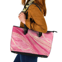 Polynesian Puakeniken Pikake Twisted Lei Leather Tote Bag Rose Pink - Polynesian Pride