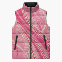 Polynesian Puakeniken Pikake Twisted Lei Sleeveless Puffer Jacket Rose Pink LT7 Unisex Rose Pink - Polynesian Pride