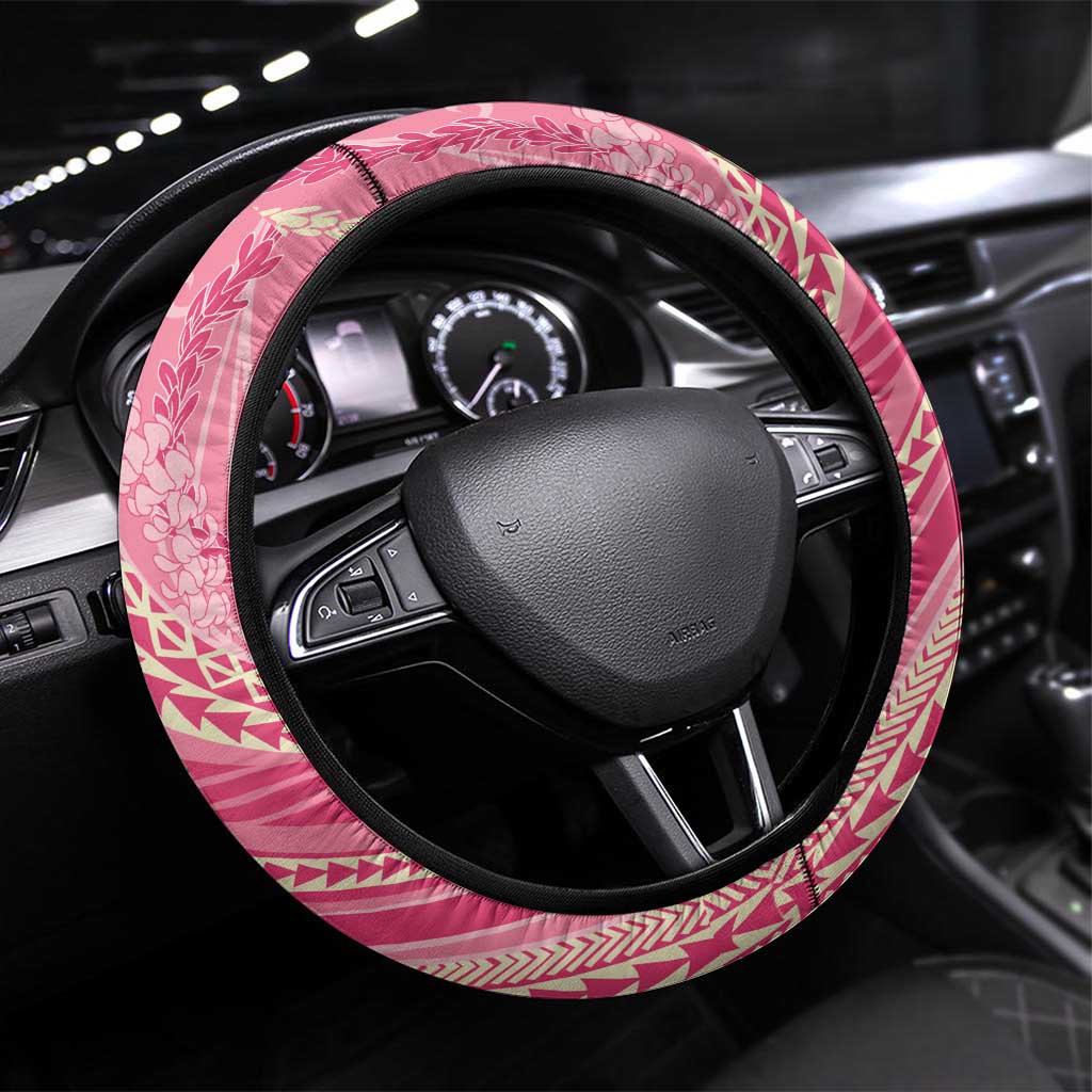 Polynesian Puakeniken Pikake Twisted Lei Steering Wheel Cover Rose Pink LT7 Universal Fit Rose Pink - Polynesian Pride