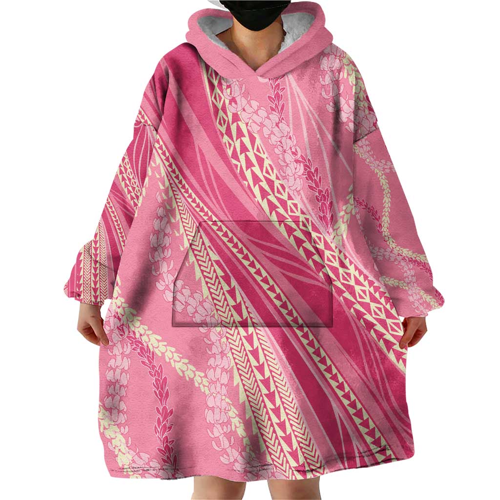 Polynesian Puakeniken Pikake Twisted Lei Wearable Blanket Hoodie Rose Pink LT7 - Polynesian Pride