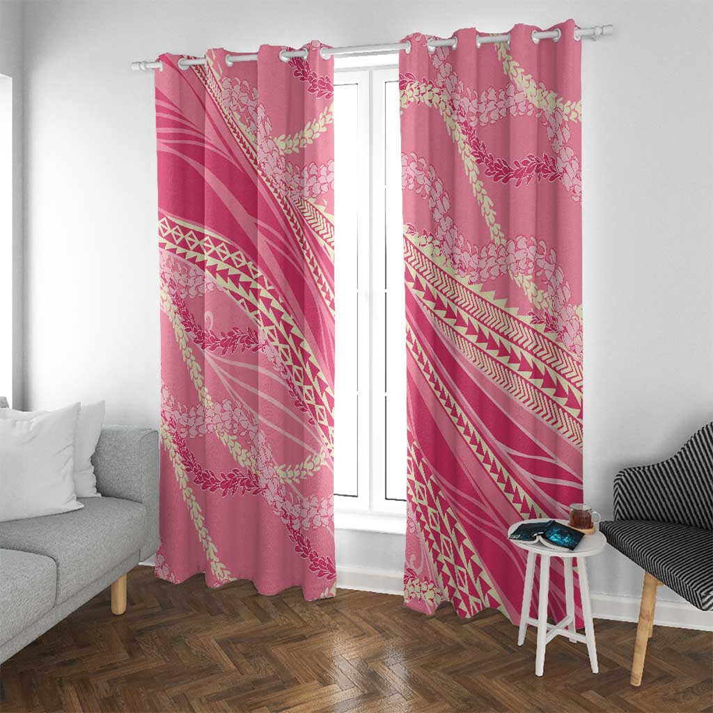 Polynesian Puakeniken Pikake Twisted Lei Window Curtain Rose Pink LT7 With Grommets Rose Pink - Polynesian Pride