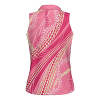 Polynesian Puakeniken Pikake Twisted Lei Women Sleeveless Polo Shirt Rose Pink LT7 - Polynesian Pride